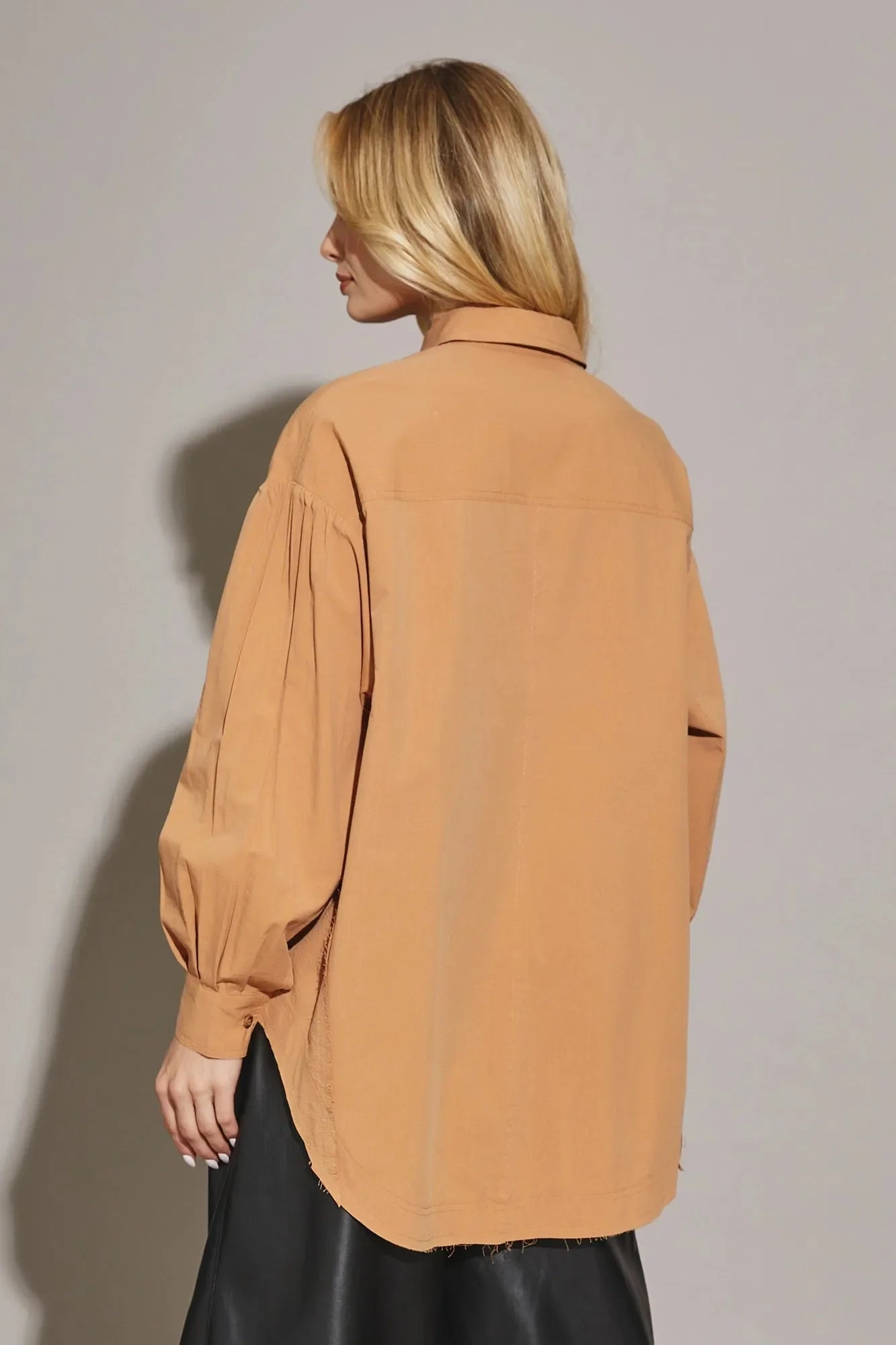 Cotton Oversize Button up Front Single Pocket Shirt